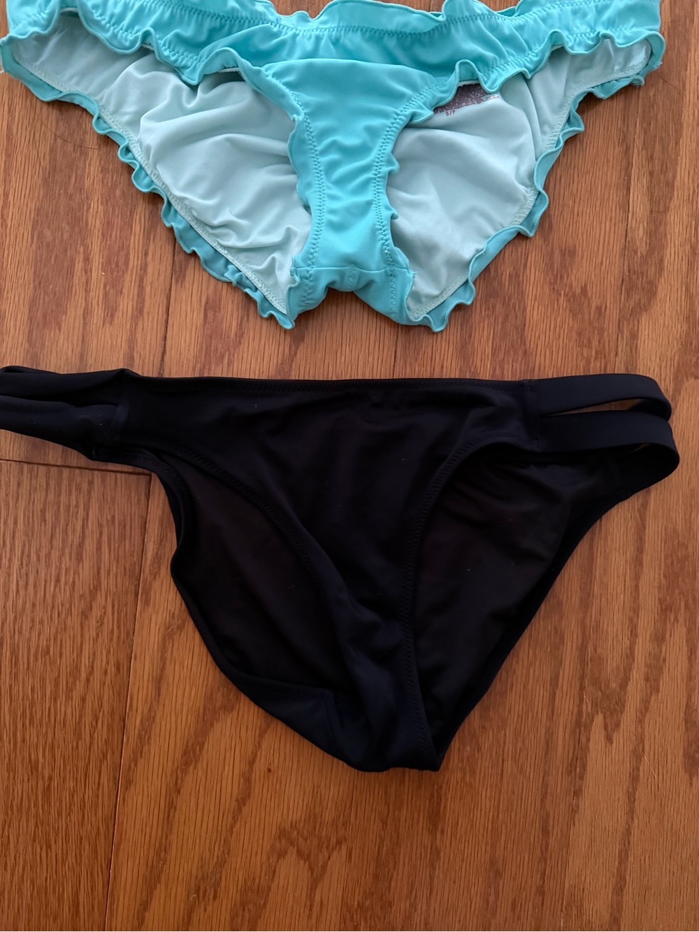 Lot of 2 Victoria's Secret Aqua & Black Bikini Swim Bottoms Bathing Suit Small S - Picture 3 of 9